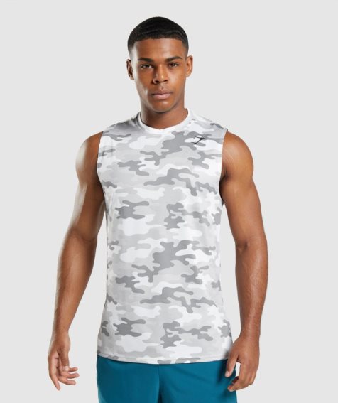 Men's Gymshark Arrival Sleeveless Tanks Camo | NZ 2DGKBO